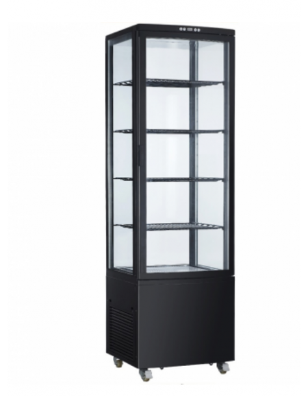 Vetrina refrigerata - illuminazione interna - 4 Ripiani regolabili -  4 ruote girevoli - colore nero