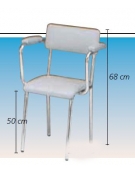 Sedia - seduta imbottita con braccioli in acciaio bianco verniciato con schienale