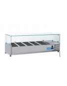 Vetrina refrigerata per banco pizza - capacità n.5 bacinelle GN 1/4 - cm 130x33.5x42.5h