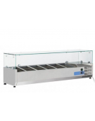 Vetrina refrigerata per banco pizza - capacità n.6 bacinelle GN 1/4 - cm 140x33.5x42.5h