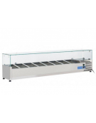 Vetrina refrigerata per banco pizza - capacità n.8 bacinelle GN 1/4 - cm 180x33.5x42.5h