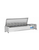 Vetrina refrigerata per banco pizza - capacità n.7 bacinelle GN 1/4 - cm 150x33.5x42.5h