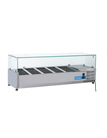 Vetrina refrigerata per banco pizza - capacità n. 5 bacinelle GN 1/3 - cm 120x38.5x42.5h