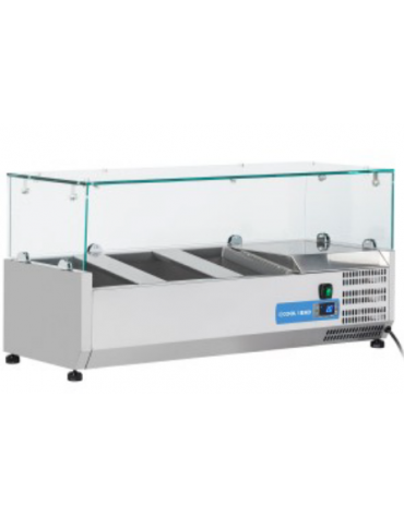 Vetrina refrigerata per banco pizza - capacità n.3 bacinelle GN 1/3 - cm 120x38.5x42.5h