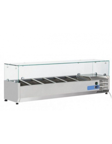 Vetrina refrigerata per banco pizza - capacità n.6 bacinelle GN 1/3 - cm 140x38.5x42.5h