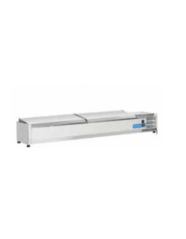 Vetrina refrigerata per banco pizza - capacità n.8 bacinelle GN 1/3 - cm 180x38.5x22.5h