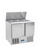 Tavolo saladette refrigerato inox AISI 304, 2 sportelli GN - parte superiore scorrevole e alzabile - mm 1045x700x883h