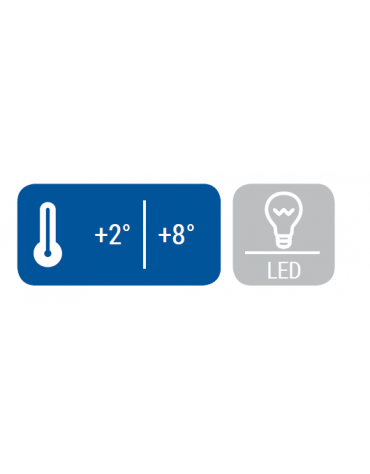 Armadio refrigerato bianco porta con doppio vetro di sicurezza temperato, con interno in ABS - 600x625x1875h