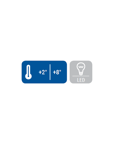 Armadio refrigerato inox porta con doppio vetro di sicurezza temperato, con interno in ABS - mm 600x625x1875h