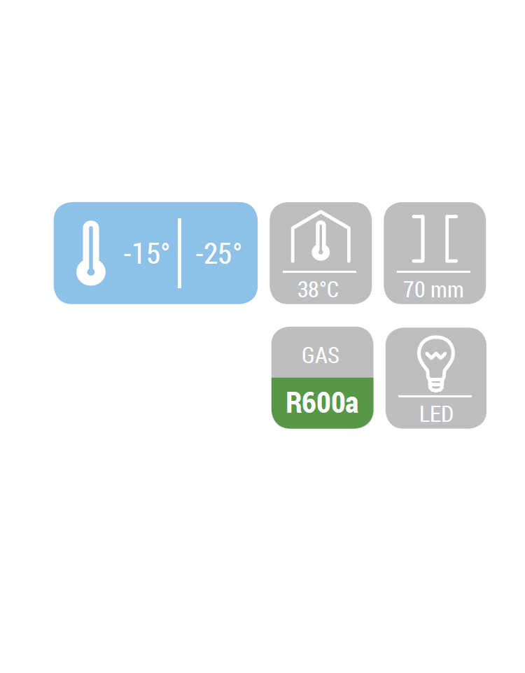 Congelatore a pozzetto con 3 cesti Capacità 600 lt - refrigerazione statica  - mm 180,5x70x85h - CLASSE ENERGETICA F 