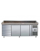 Tavolo refrigerato preparazione pizza-2 Sportelli+1 Cassettiera - cm 202,5x80x99h