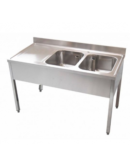 Lavello Cucina 2 Vasche Gocciolatoio.Lavello 2 Vasche Gocciolatoio Dimensioni Cm 140x60x85h Lavelli Senza Ripiano Di Fondo Profondita 60 Cm Lavatoi Lavelli I