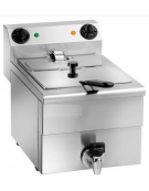 Friggitrice elettrica da banco in acciaio inox con rubinetto - capacità lt 10 -  3500 w - cm 30x48x35h