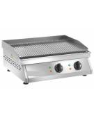 Fry top elettrico da banco in acciaio inox - piastra rigata doppia - potenza 6000 W - cm 60x50x20h