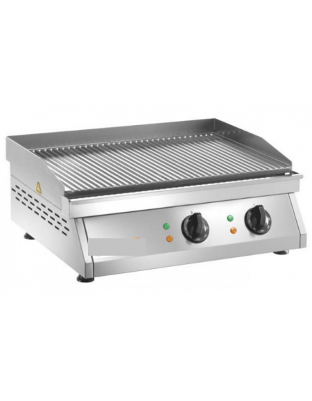 Fry top elettrico da banco in acciaio inox - piastra rigata doppia - potenza 6000 W - cm 60x50x20h