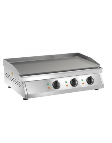 Fry top elettrico da banco in acciaio inox - piastra liscia tripla - potenza 9000 W - cm 84x50x20h