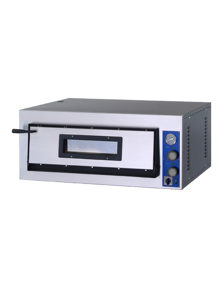 Forno pizza elettrico in acciaio inox a camera singola di cottura  720LxP1080xH140mm (6 PIZZE DIAMETRO 35cm) - 9000 W 
