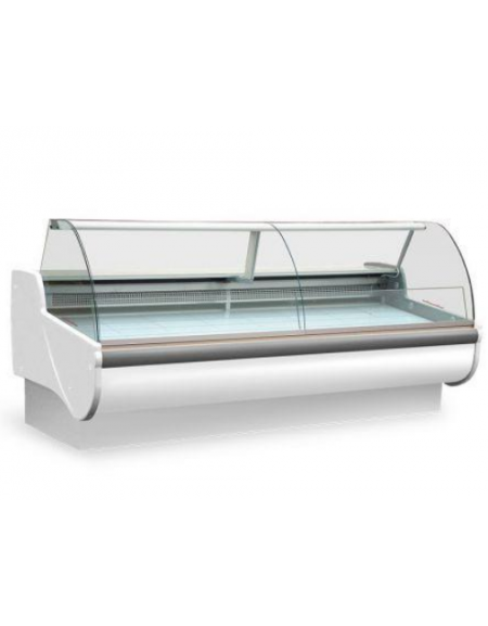 Vetrina gastronomia in acciaio verniciato, plastica e vetro - piano di lavoro in acciaio inox - mm L1670xP1165xH1230h