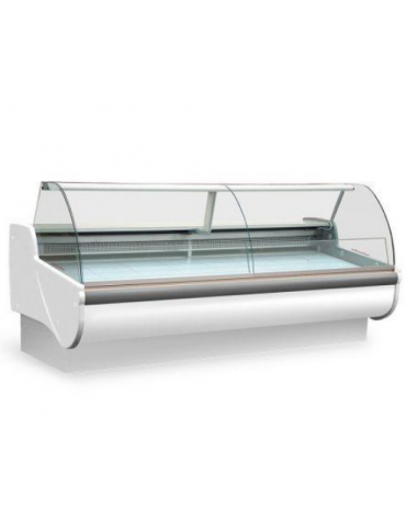 Vetrina gastronomia in acciaio verniciato, plastica e vetro - piano di lavoro in acciaio inox - mm L2000xP1165xH1230h