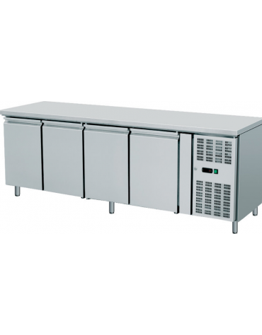 Banco snack ventilato in acciaio inox 4 sportelli - Potenza watt 300 - temperatura -2°C/+8°C - L2230xP600xH860mm