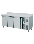 Tavolo refrigerato per pasticceria 3 sportelli  60x40 con alzatina ventilato inox - Temp. -2/+8°C - L1510xP800xH960mm