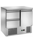 Saladette refrigerata statica, 2 cassetti - 1 porta, piano in inox (+ 2° C/ + 8° C) - mm 900x700x870h