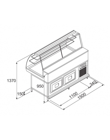 Vetrina fredda con cella da cm. 150
