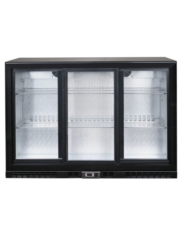 Espositore refrigerato ventilato - 3 porte scorrevoli - 320 litri -  e temp. da + 2° C/ + 8° C - mm 1345x520x900h