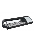 Vetrina sushi con vetro apribile - capacità 6 bacinelle GN1/3 - potenza 160 W - L 1483 mm x P 450 mm x H 330 mm