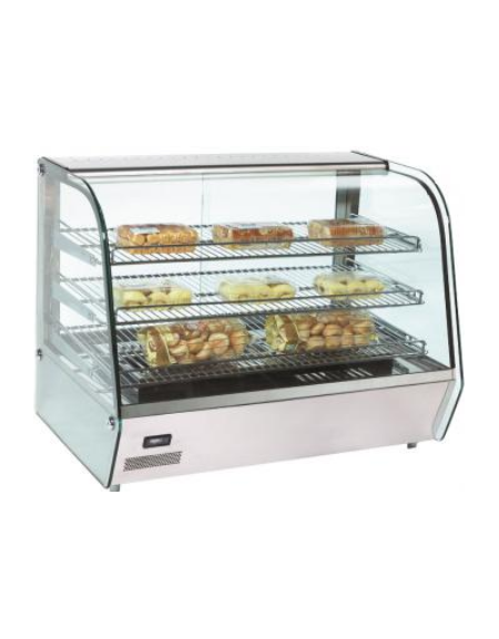 Vetrina riscaldata inox con 3 piani, capacità 160 litri - L 860 mm x P 570 mm x H 670 mm