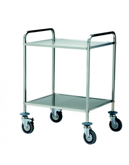 Carrello con 2 ripiani di piegatura asportabili - inox 18/10, tubo quadro - cm 60x56x90h