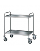 Carrello con 2 ripiani stampati - inox 18/10, tubo tondo - cm 98x58x96h