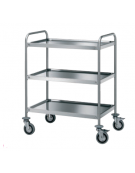 Carrello di servizio con 3 ripiani stampati - inox 18/10, tubo tondo - cm 110x68x102h