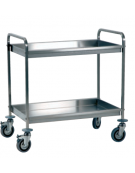 Carrello di servizio raccolta differenziata con 2 ripiani inox 18/10, tubo quadro - cm 90x56x90h