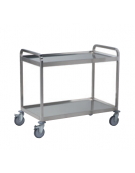 Carrello di servizio trasporto pesante con  2 ripiani inox 18/10 AISI 304 tubo quadro - cm 106x61x95h