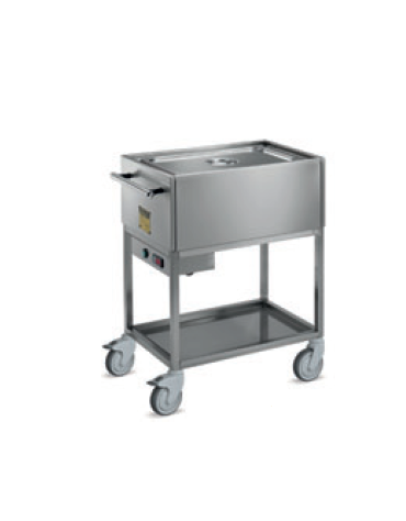 Carrello termico bagnomaria in acciaio inox 18/10 AISI 304 -  termostato meccanico - cm 71x45x90h