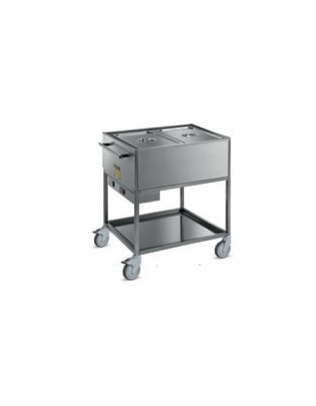 Carrello termico bagnomaria 2 vasche - in acciaio inox 18/10 AISI 304 -  GN 1/1 - termostato meccanico - cm 85x64x90h