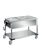 Carrello termico con vasca stampata riscaldamento a secco e bagnomaria in acciaio inox 18/10 AISI 304 - cm 126x64x90h