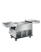 Carrello termico bagnomaria vasca unica coperchi scorrevoli 2x1/1GN - 2 vani riscaldati - inox 18/10 AISI 304 - cm 85x70x110h