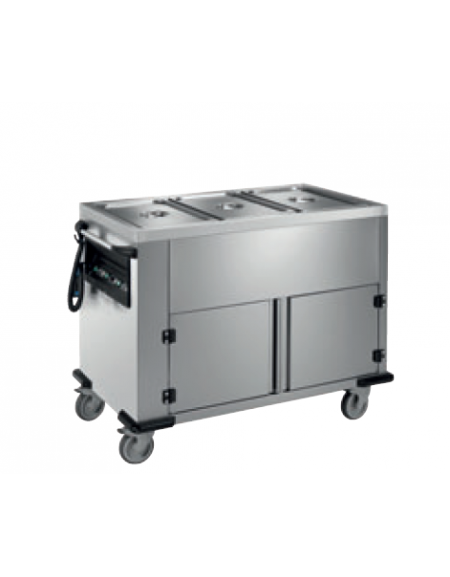 Carrello termico armadiato con vasche separate 4x1/1GN in acciaio inox 18/10 AISI 304 - vano neutro - cm 158x70x90h