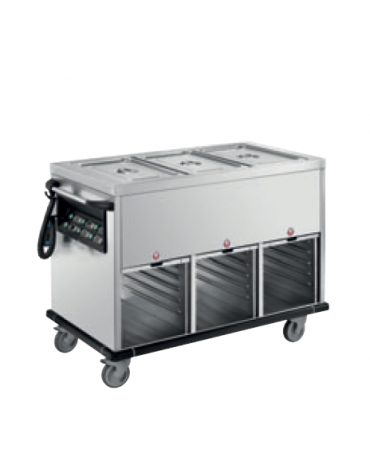 Carrello termico bagnomaria vasche separate in acciaio inox 18/10 AISI 304 - 2xGN 1/1 - cm 85x70x90h