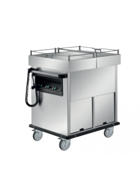 Carrello termico bagnomaria vasche separate coperchi scorrevoli 3x1/1GN - in acciaio inox 18/10 AISI 304-  cm 85x70x110h