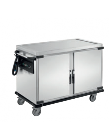 Carrello termico porta pasti con comparti stampati  in acciaio inox 18/10 AISI 304 - cm 85x70x90h