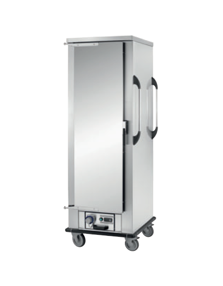 Carrello portateglie gastronorm GN 2/1 o 2/1 riscaldato inox 18/10 AISI 304 - 14 bacinelle - supporto a C - cm 95x82x156h