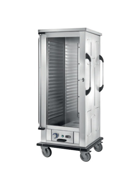 Carrello portateglie riscaldato con guide stampate - inox 18/10 AISI 304 -  GN 2/1 o 1/1 - 23 teglie - cm 856x85x200h