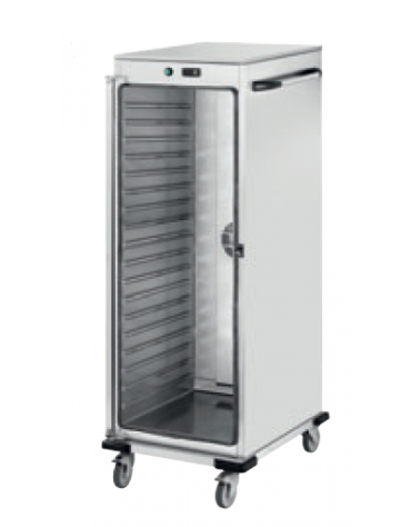 Armadio/carrello portateglie riscaldato in acciaio inox 18/10 AISI 304 - 18 teglie GN 2/1 - cm 92x72x175h