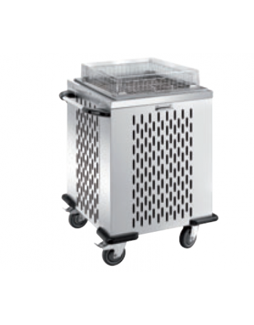 carrello elevatore cesti refrigerabile in acciaio inox 18/10 - 6/9 cesti - cm 74,5x74,5x90h