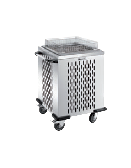 carrello elevatore cesti refrigerabile in acciaio inox 18/10 - 6/9 cesti - cm 74,5x74,5x90h