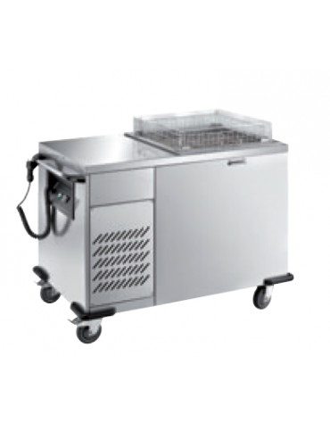 carrello elevatore cesti refrigerato ventilato in acciaio inox 18/10 - 6/9 cesti - cm 121,6x74,5x90h