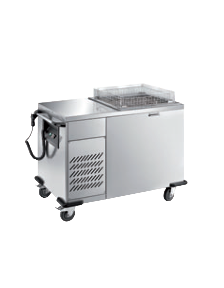 carrello elevatore cesti refrigerato ventilato in acciaio inox 18/10 - 6/9 cesti - cm 121,6x74,5x90h